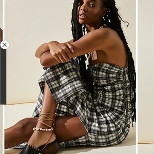 Free People Ruched Smocked Strapless Dress Brandi Midi